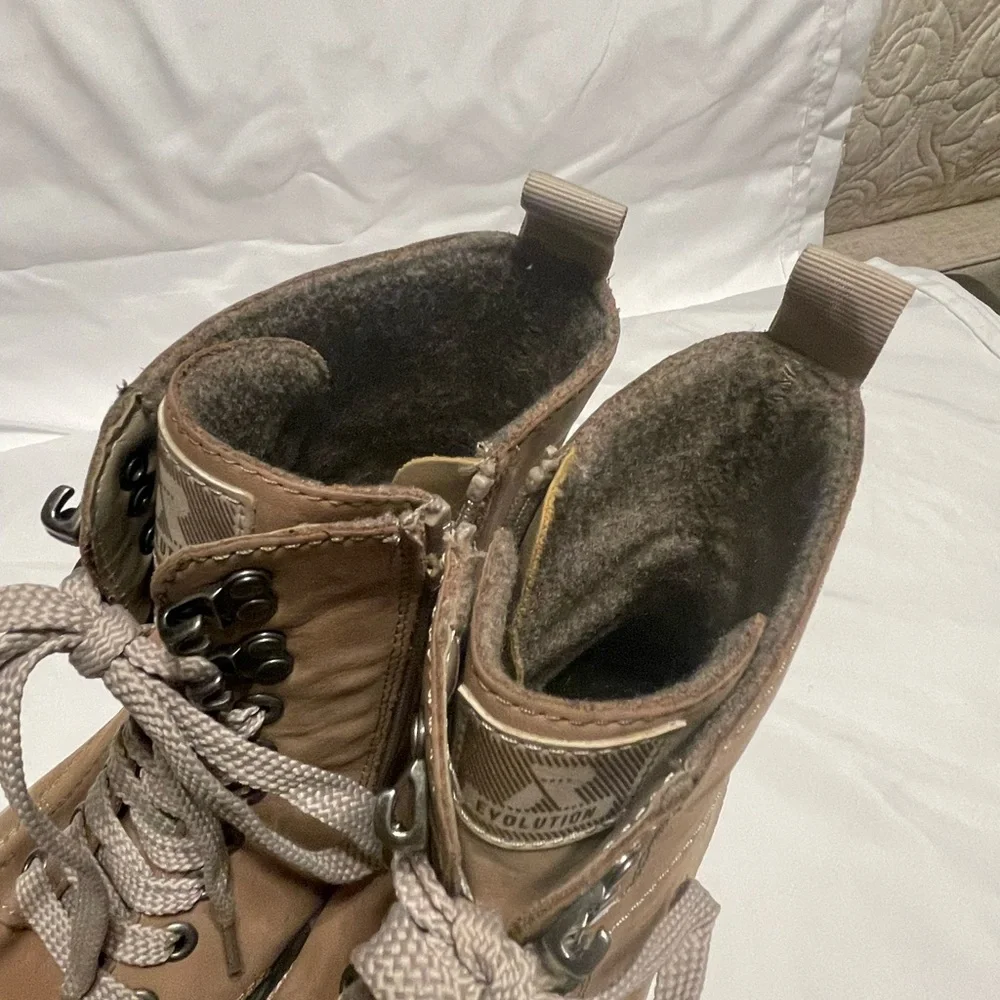 Women’s Taupe Rieker Evolution soft Combat Boots with Side Zip - Picture 6 of 7